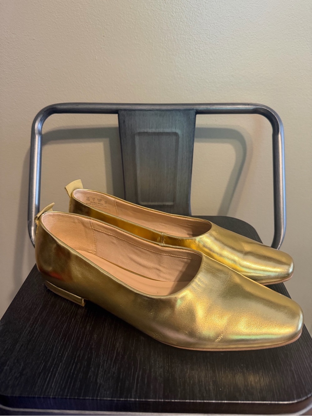 Franco Sarto Gold Metallic Square Toe Ballet Flats Womens Size 10